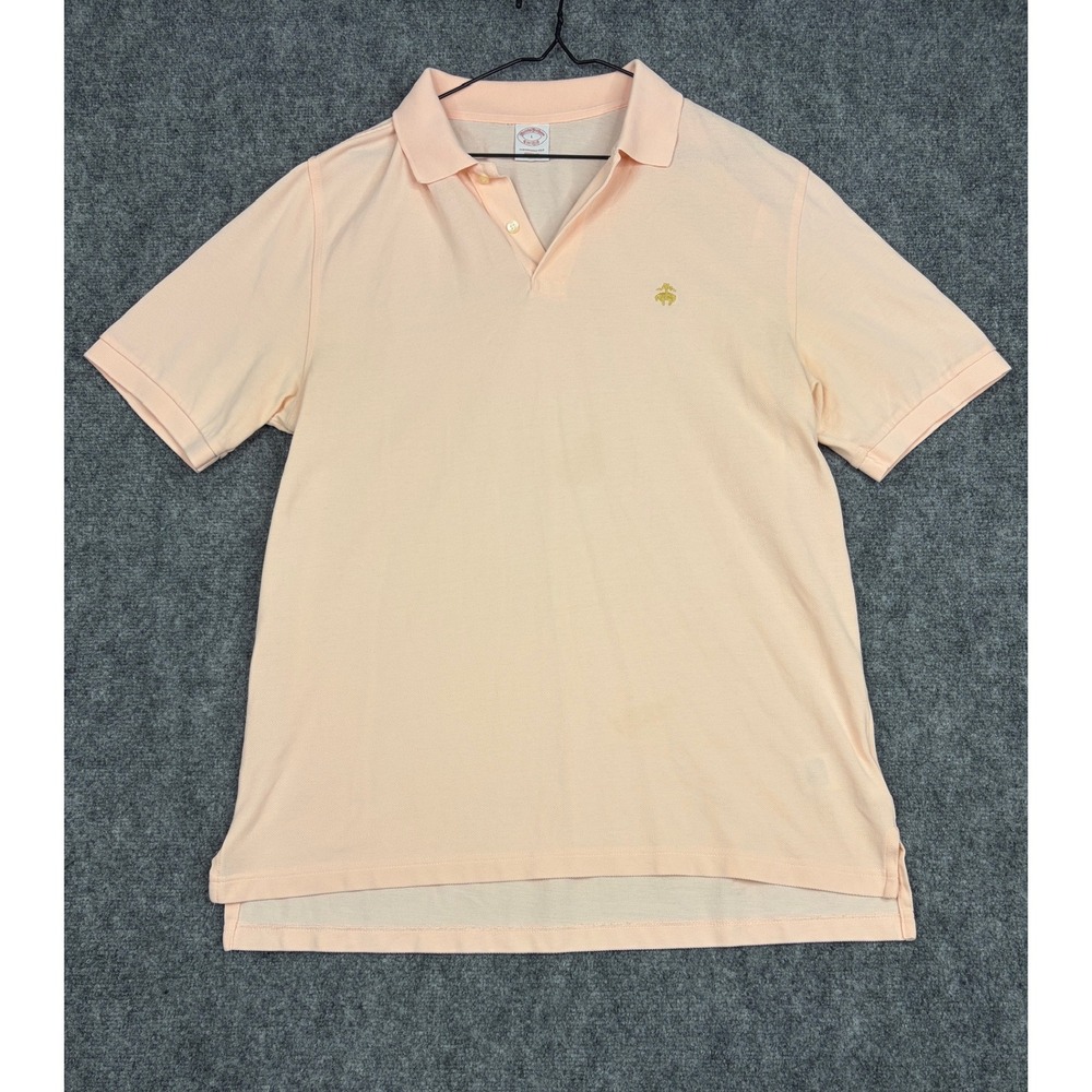 Brooks Brothers Performance Polo Shirt Mens Large Peach Original Fit Cotton